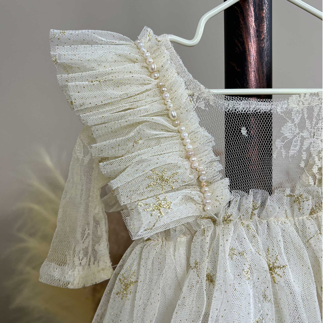 Vestido de recién nacido con tutú beige