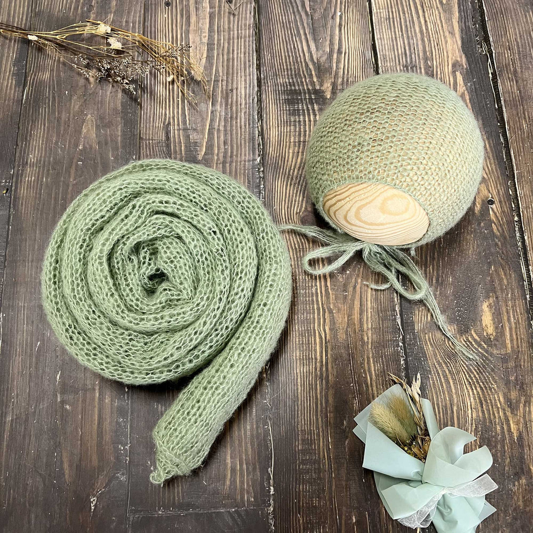Conjunto de chal y gorro de punto suave