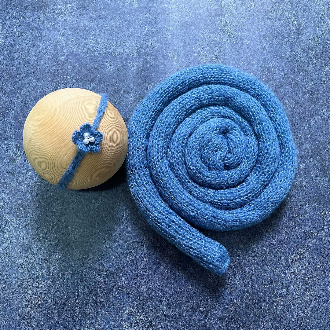 Soft Knit Mohair Wrap with Headwear Set