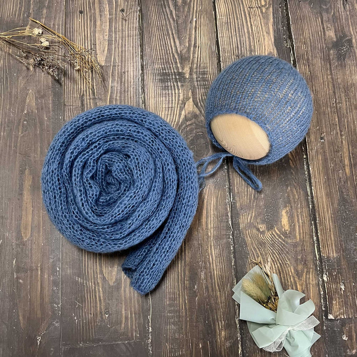 Conjunto de chal y gorro de punto suave