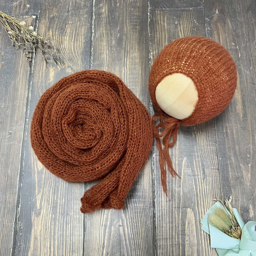 Conjunto de chal y gorro de punto suave