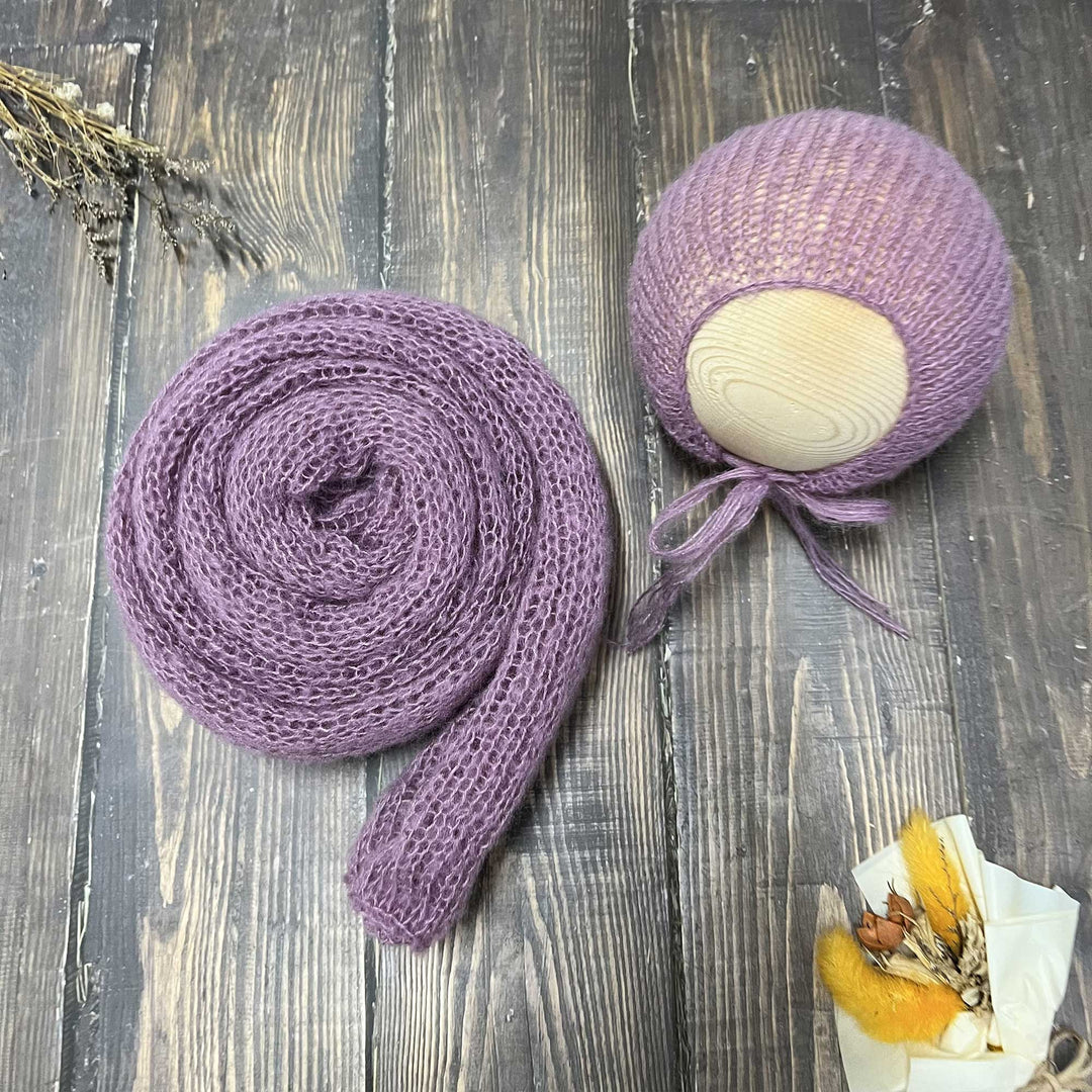 Conjunto de chal y gorro de punto suave