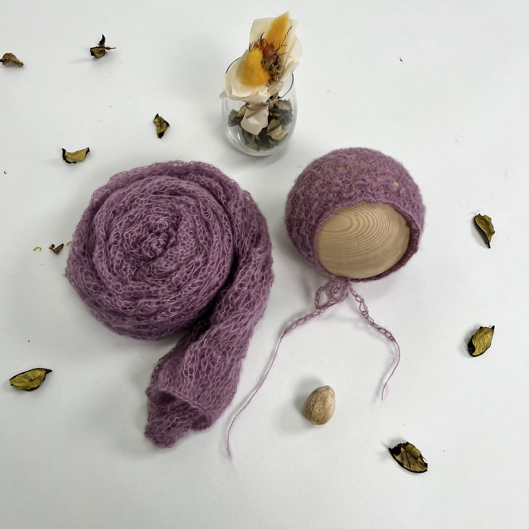 Ensemble écharpe en mohair doux et extensible avec bonnet