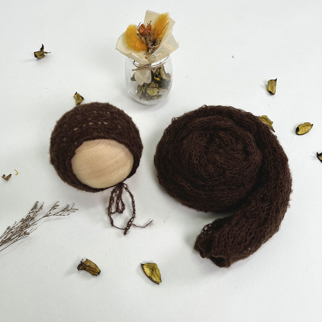 Ensemble écharpe en mohair doux et extensible avec bonnet