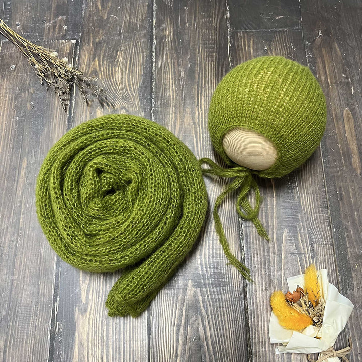 Conjunto de chal y gorro de punto suave