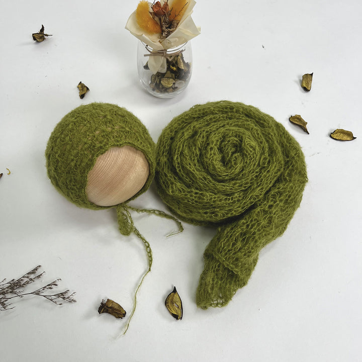 Ensemble écharpe en mohair doux et extensible avec bonnet