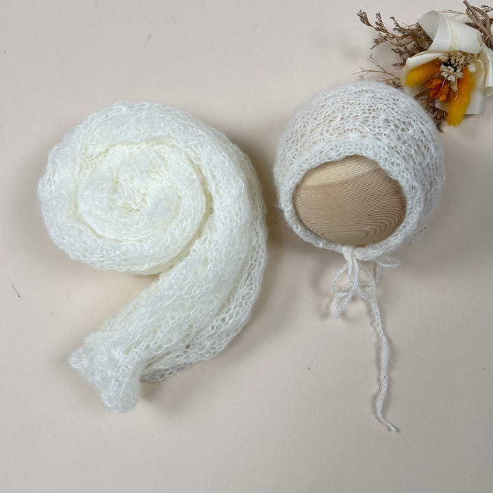 Ensemble écharpe en mohair doux et extensible avec bonnet