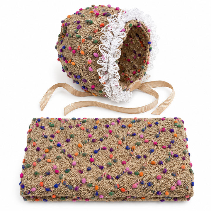 Newborn Polka Dot Wrap Headwear & Polka Dot Hat with Lace Trim