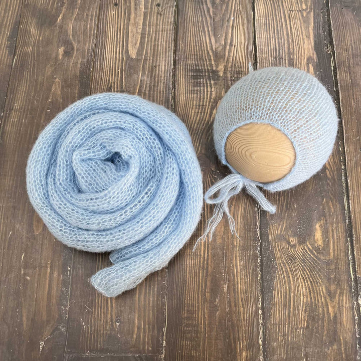 Conjunto de chal y gorro de punto suave