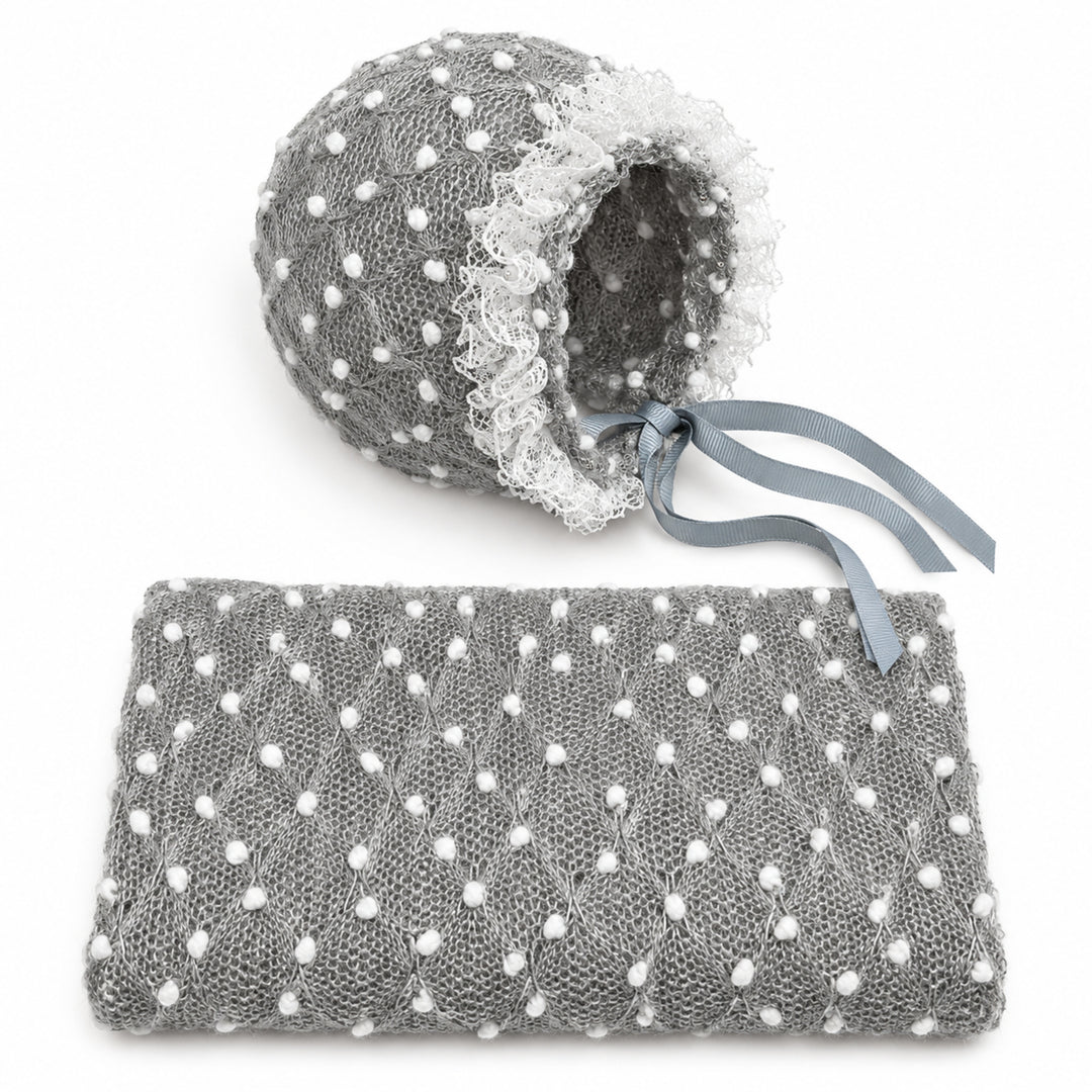 Newborn Polka Dot Wrap Headwear & Polka Dot Hat with Lace Trim