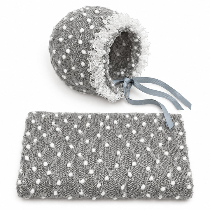 Newborn Polka Dot Wrap Headwear & Polka Dot Hat with Lace Trim