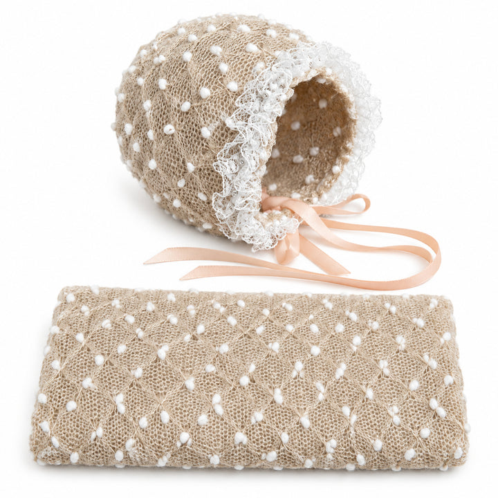 Newborn Polka Dot Wrap Headwear & Polka Dot Hat with Lace Trim