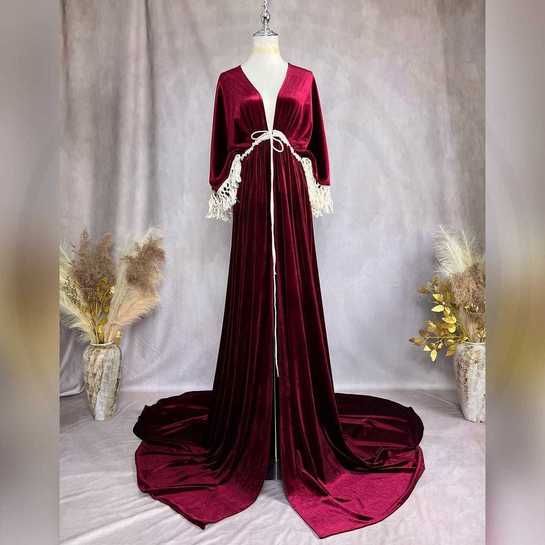 Enid Velvet Split Robe Gown