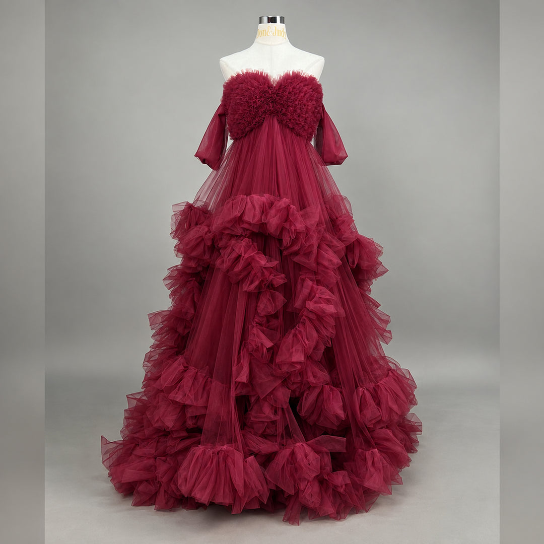 Electra Gown | Strapless Slit Tulle Maternity Photography Dress
