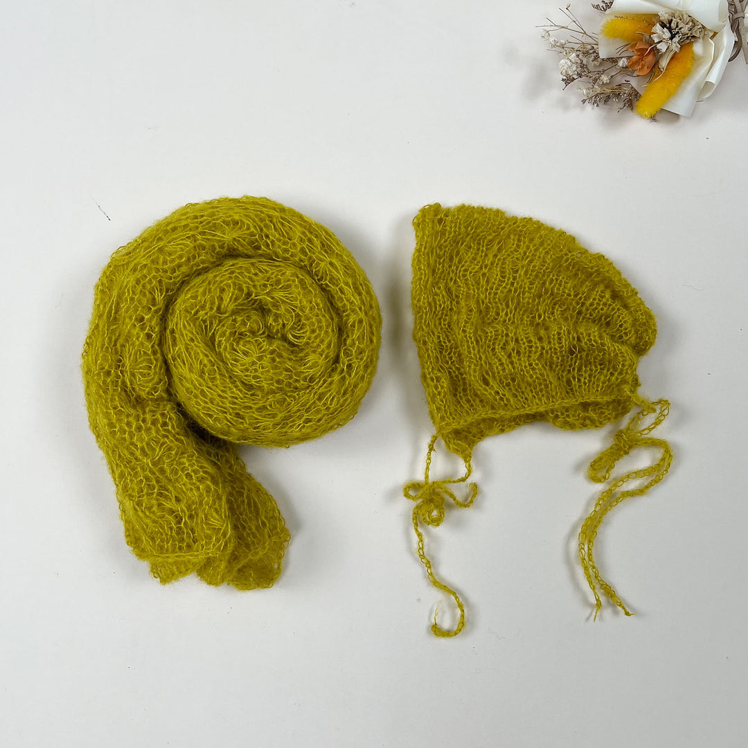 Ensemble écharpe en mohair doux et extensible avec bonnet