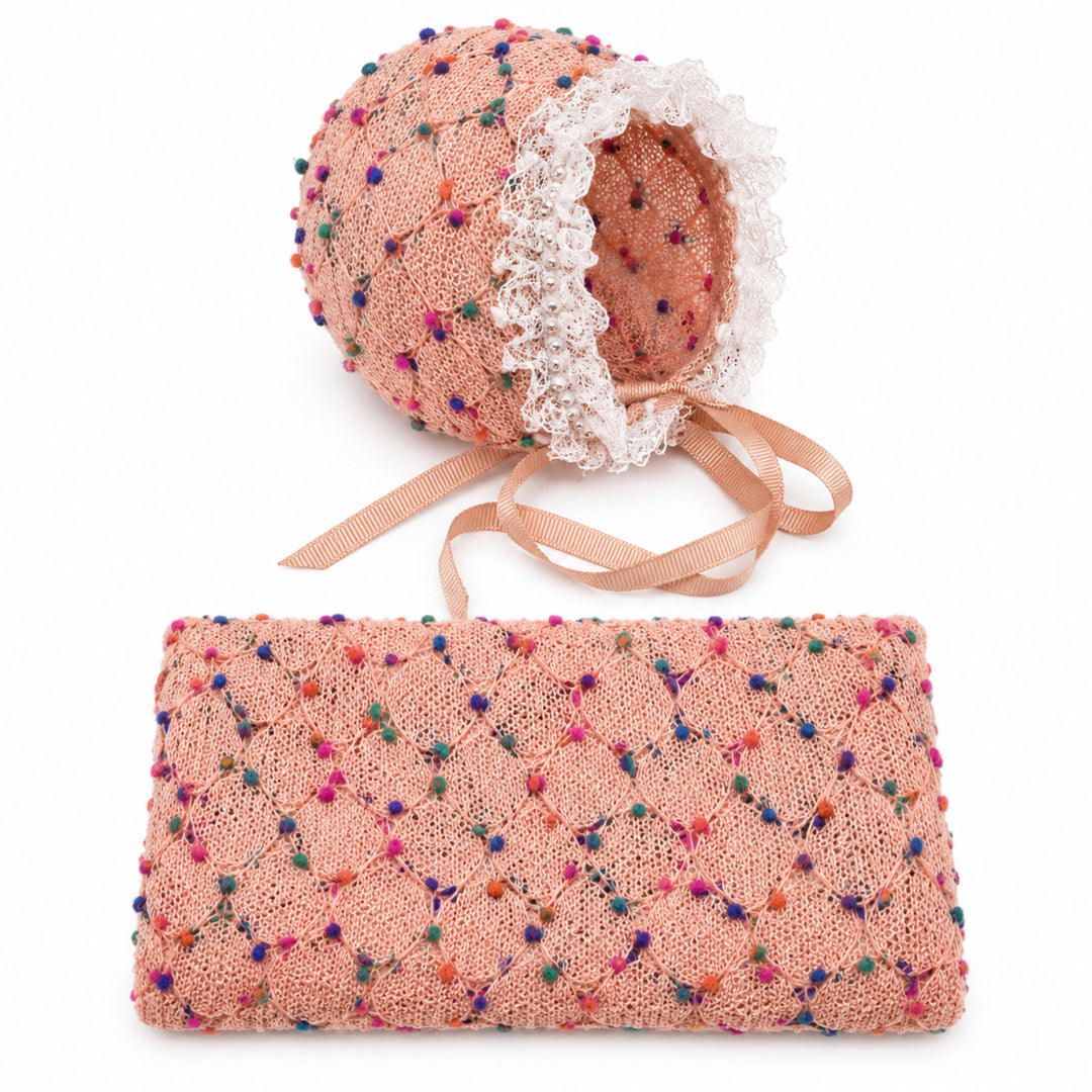 Newborn Polka Dot Wrap Headwear & Polka Dot Hat with Lace Trim