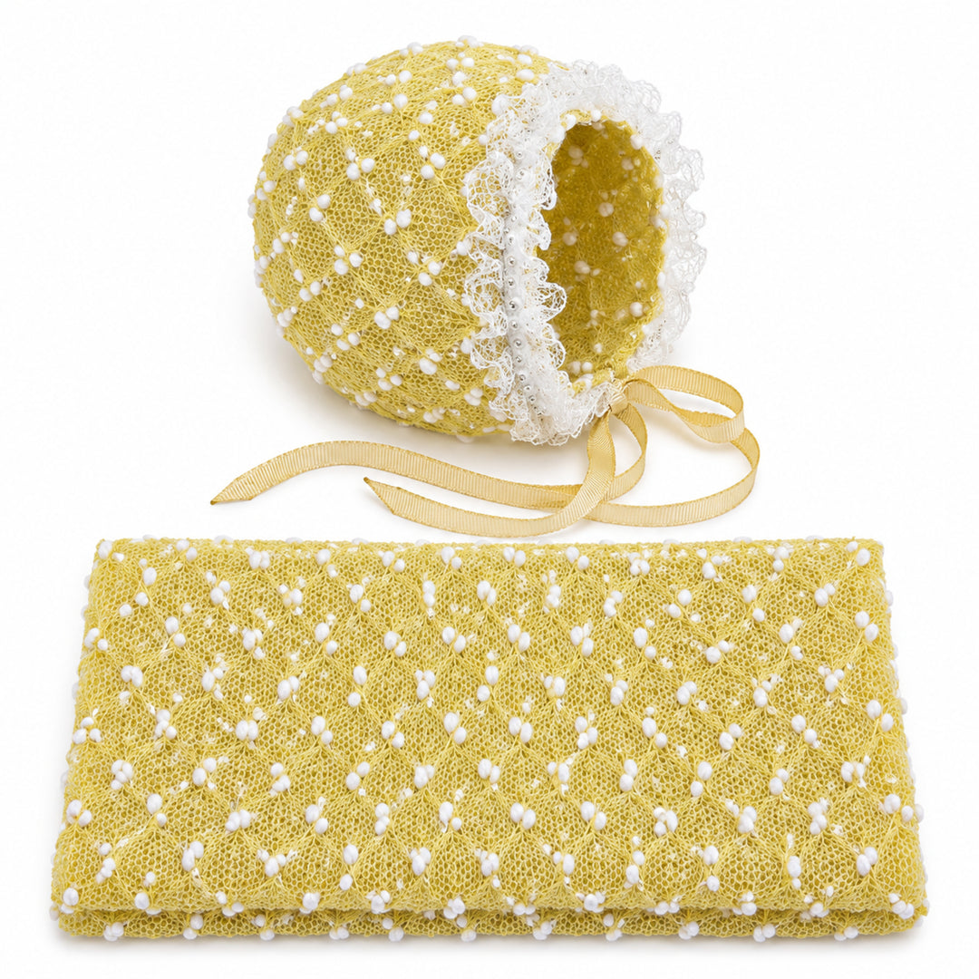 Newborn Polka Dot Wrap Headwear & Polka Dot Hat with Lace Trim