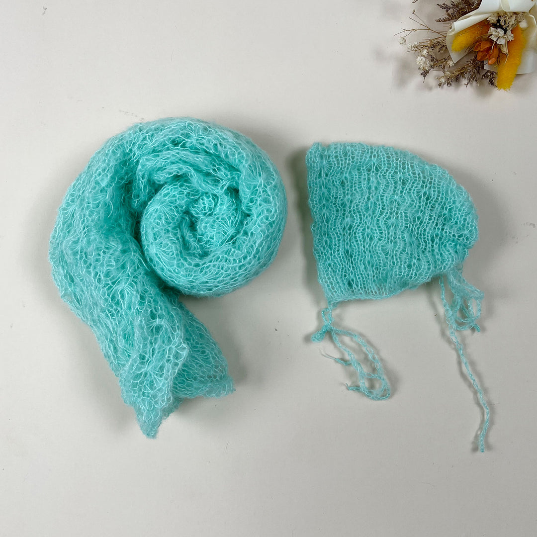 Ensemble écharpe en mohair doux et extensible avec bonnet