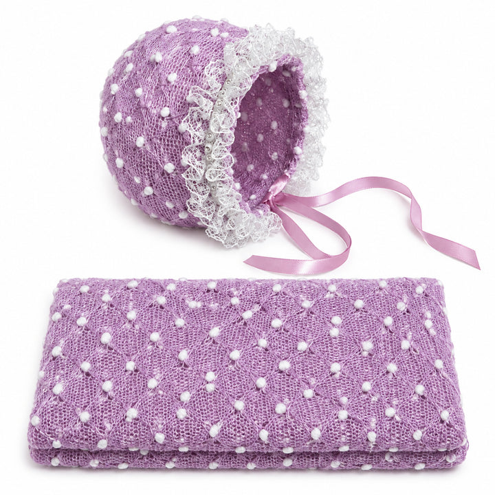 Newborn Polka Dot Wrap Headwear & Polka Dot Hat with Lace Trim