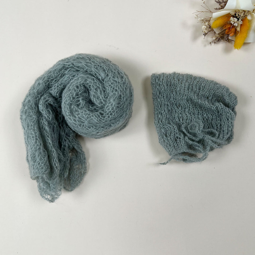 Ensemble écharpe en mohair doux et extensible avec bonnet