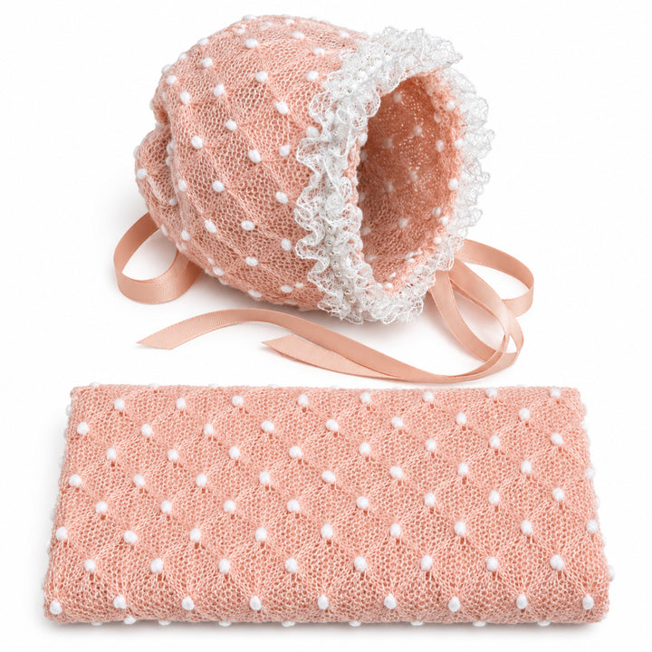 Newborn Polka Dot Wrap Headwear & Polka Dot Hat with Lace Trim