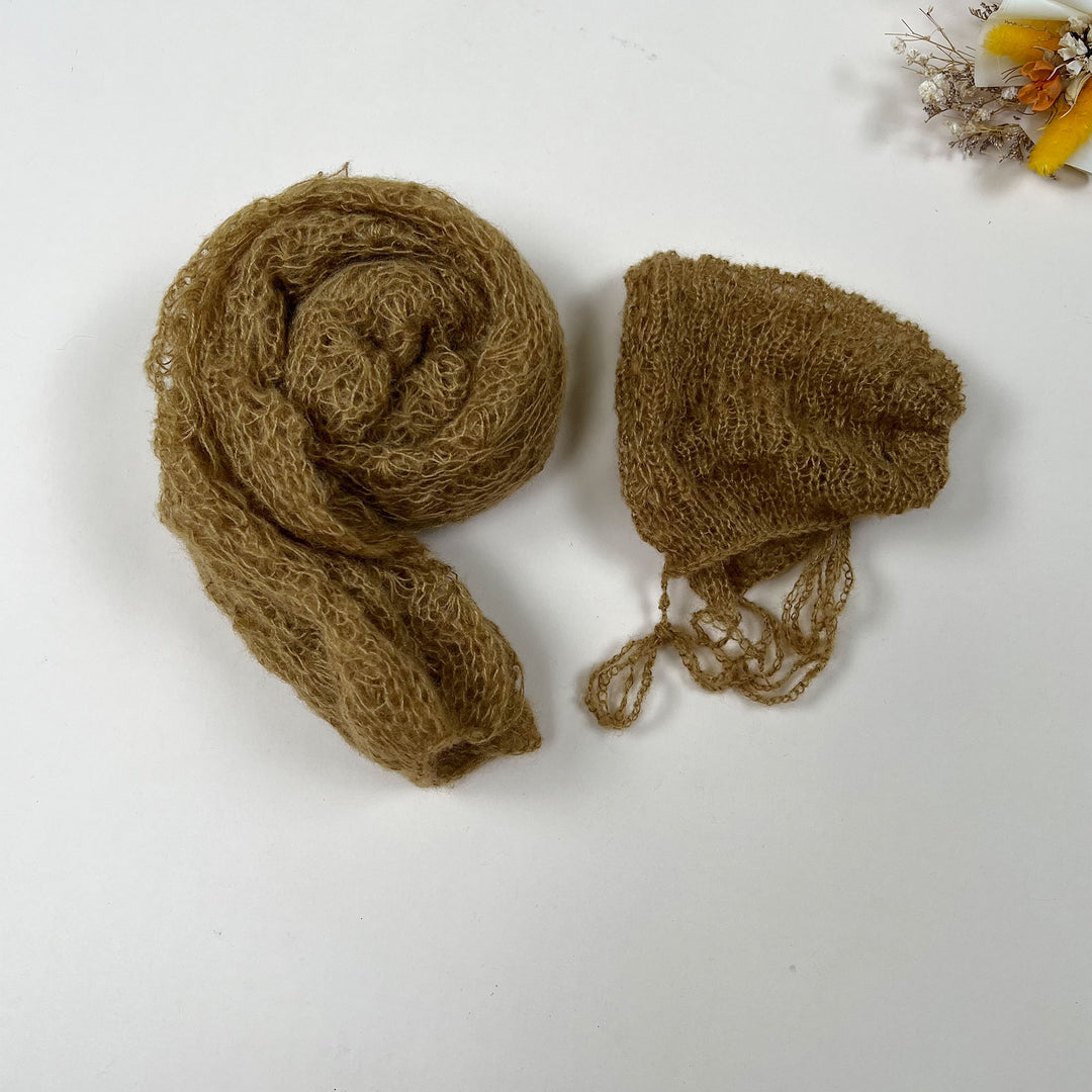 Ensemble écharpe en mohair doux et extensible avec bonnet