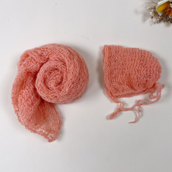 Ensemble écharpe en mohair doux et extensible avec bonnet