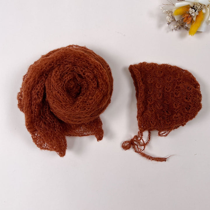 Ensemble écharpe en mohair doux et extensible avec bonnet