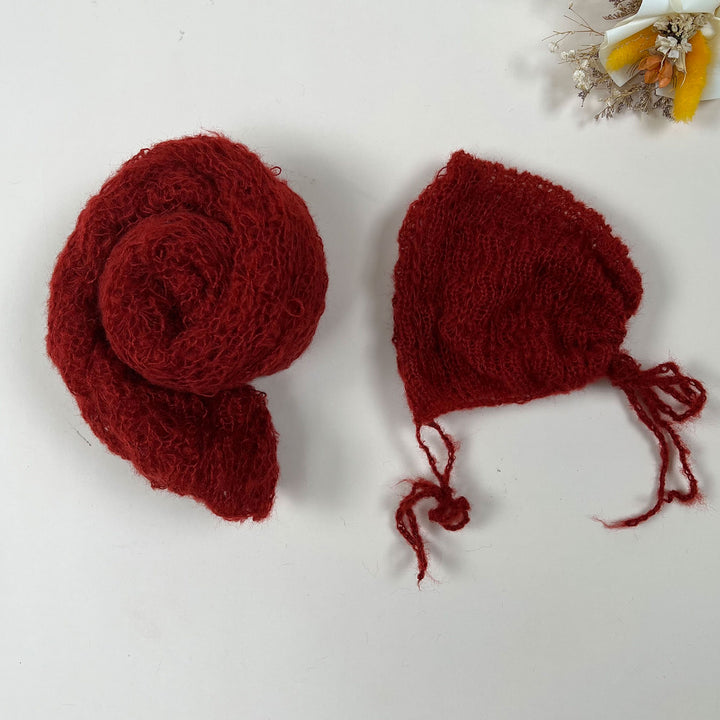 Ensemble écharpe en mohair doux et extensible avec bonnet