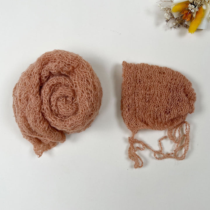 Ensemble écharpe en mohair doux et extensible avec bonnet