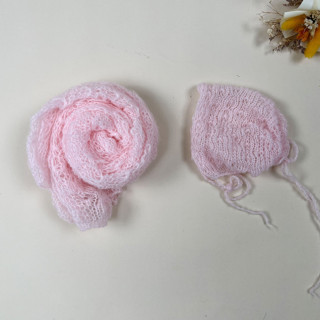 Ensemble écharpe en mohair doux et extensible avec bonnet