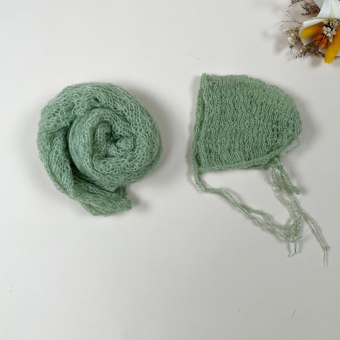 Ensemble écharpe en mohair doux et extensible avec bonnet