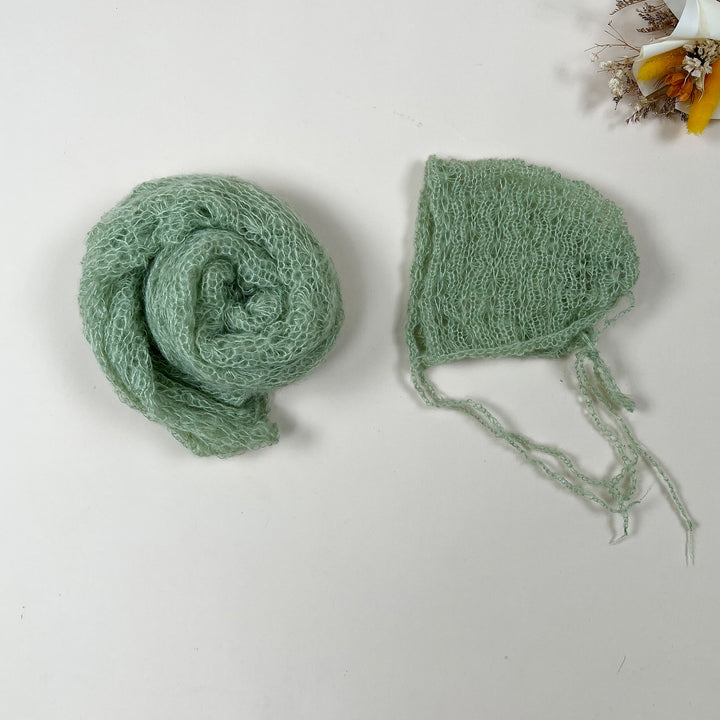 Ensemble écharpe en mohair doux et extensible avec bonnet