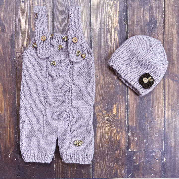 Baby Knit Suspender Pants & Hat Set