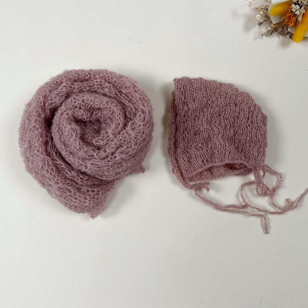 Ensemble écharpe en mohair doux et extensible avec bonnet