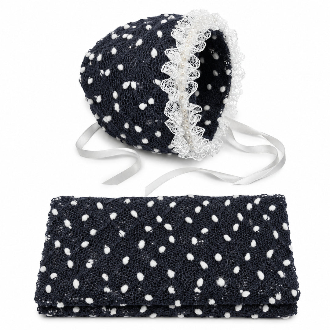 Newborn Polka Dot Wrap Headwear & Polka Dot Hat with Lace Trim