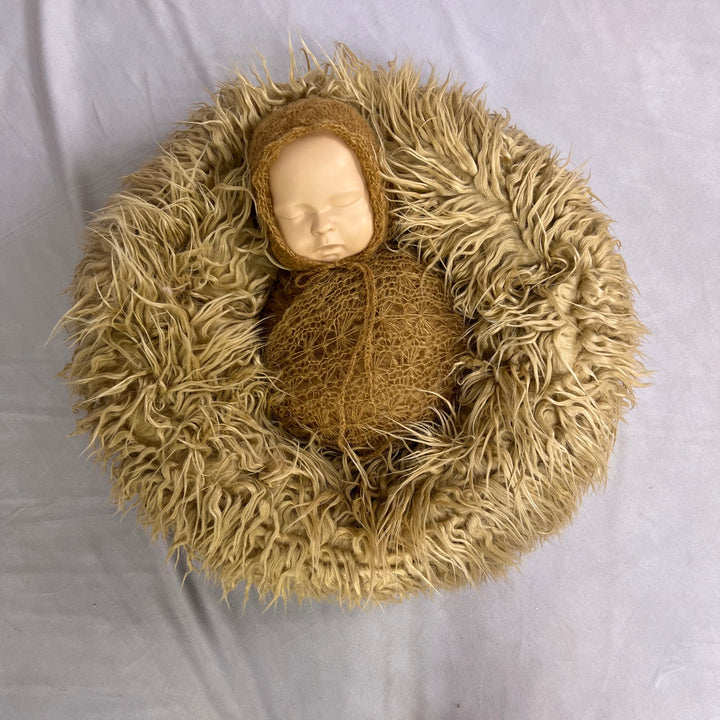 Ready to ship Set (Faux Fur Donut Posing Prop matching Wrap and Hat)