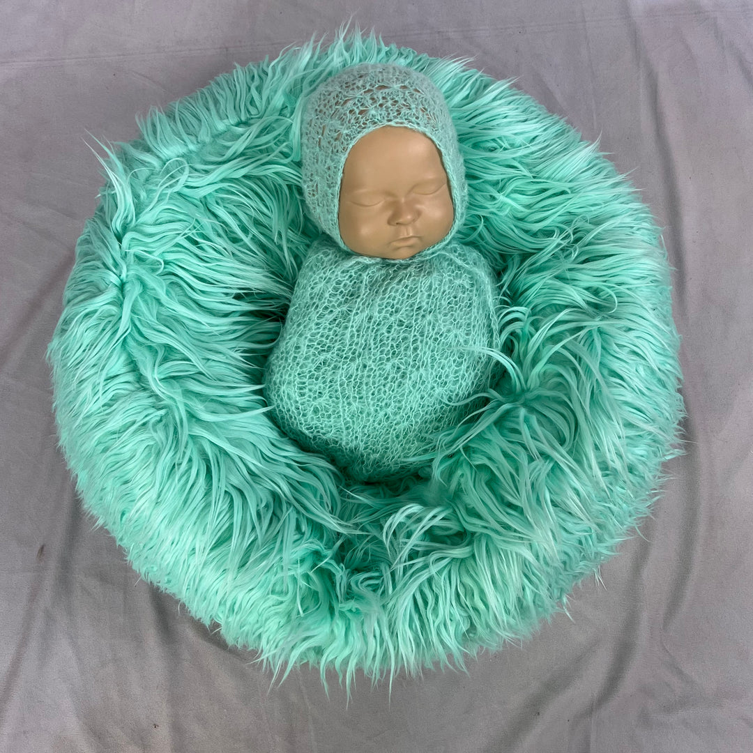Ready to ship Set (Faux Fur Donut Posing Prop matching Wrap and Hat)