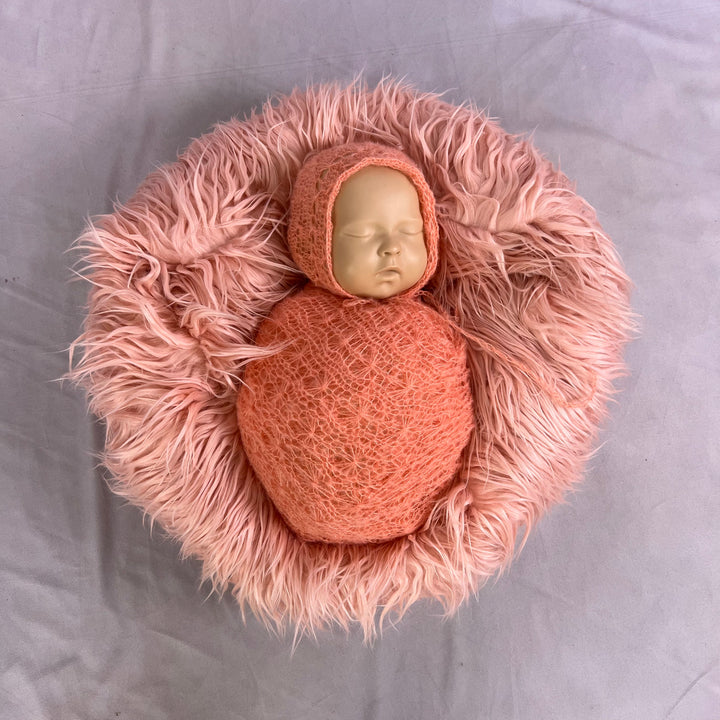 Ready to ship Set (Faux Fur Donut Posing Prop matching Wrap and Hat)