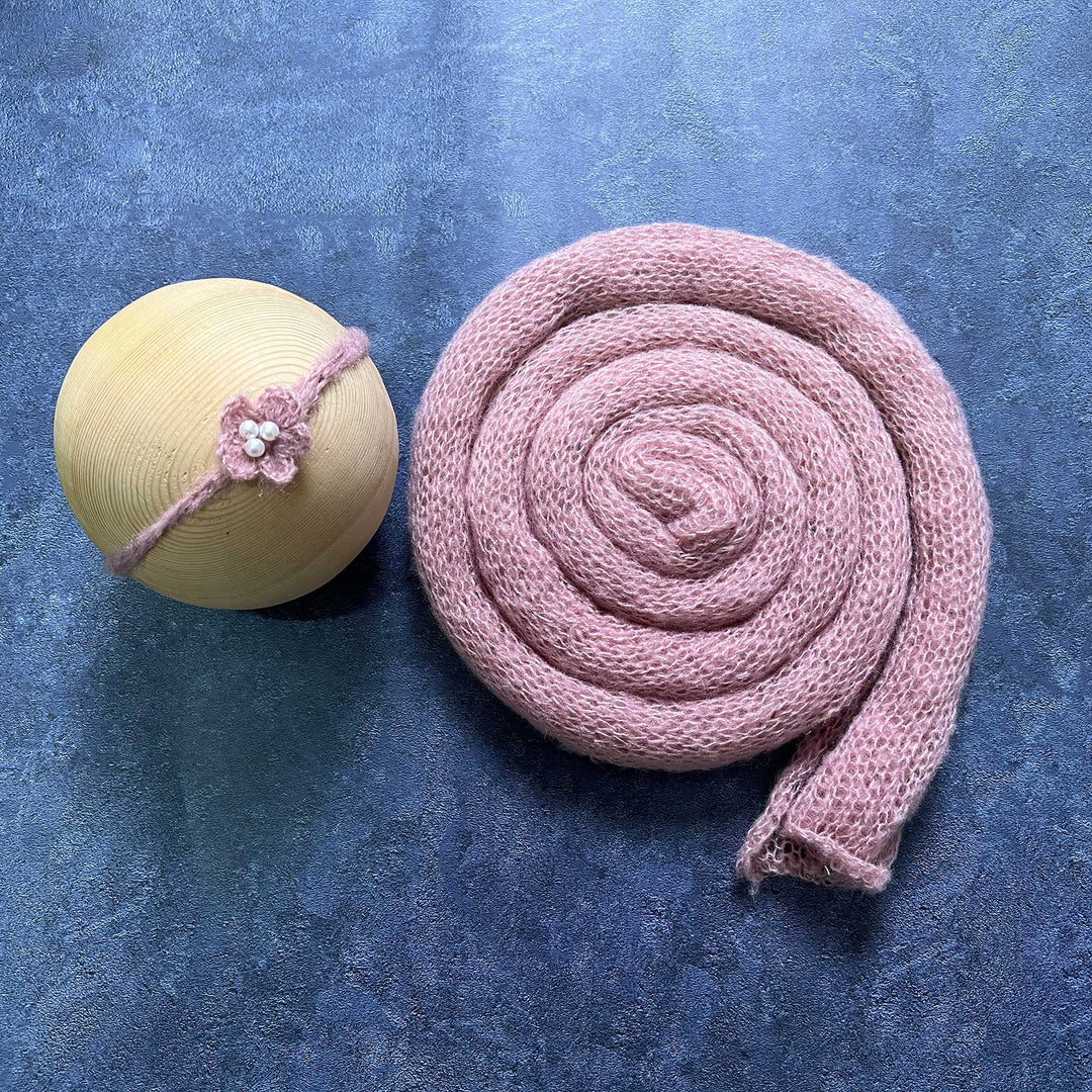 Soft Knit Mohair Wrap with Headwear Set