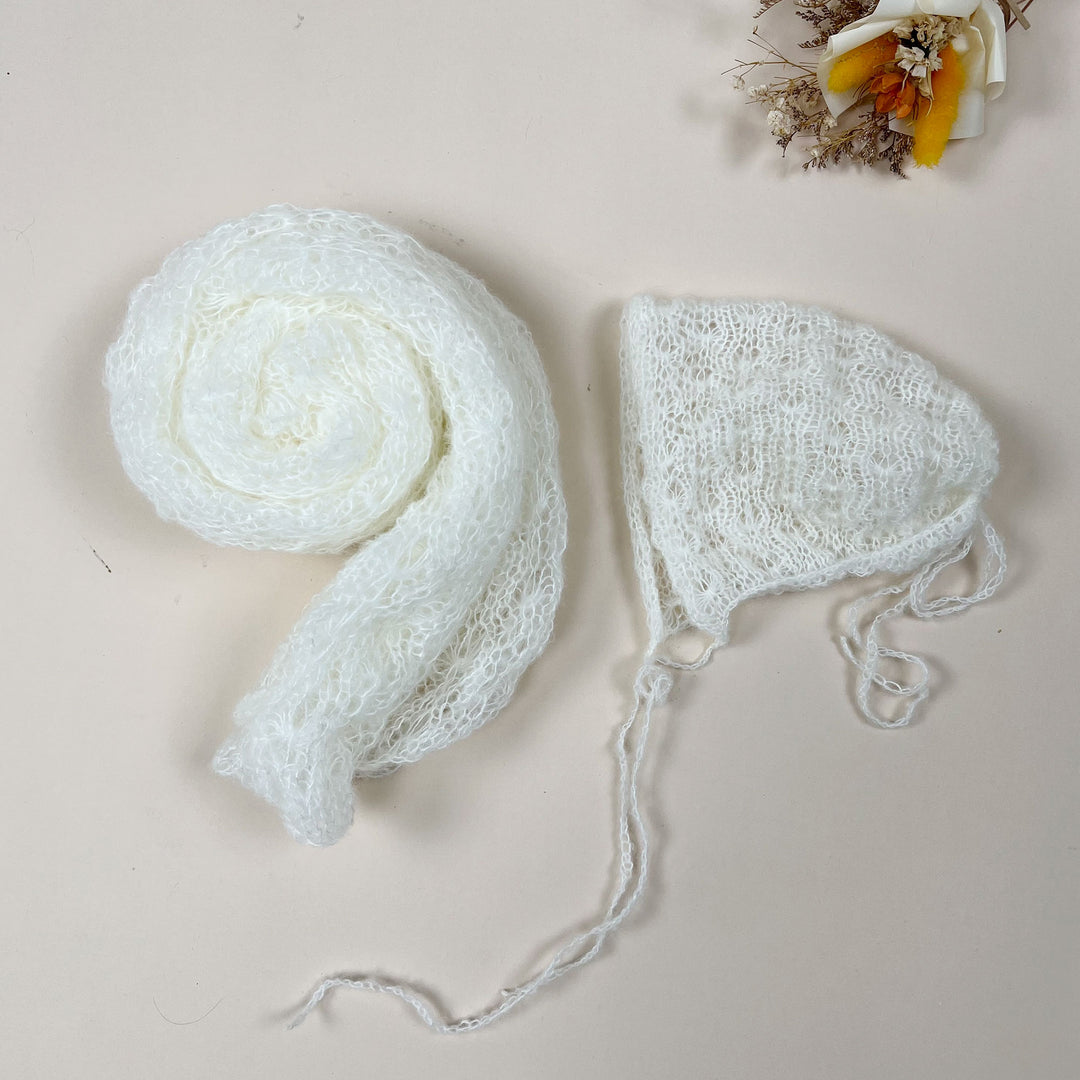 Ensemble écharpe en mohair doux et extensible avec bonnet
