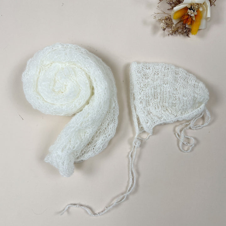 Ensemble écharpe en mohair doux et extensible avec bonnet