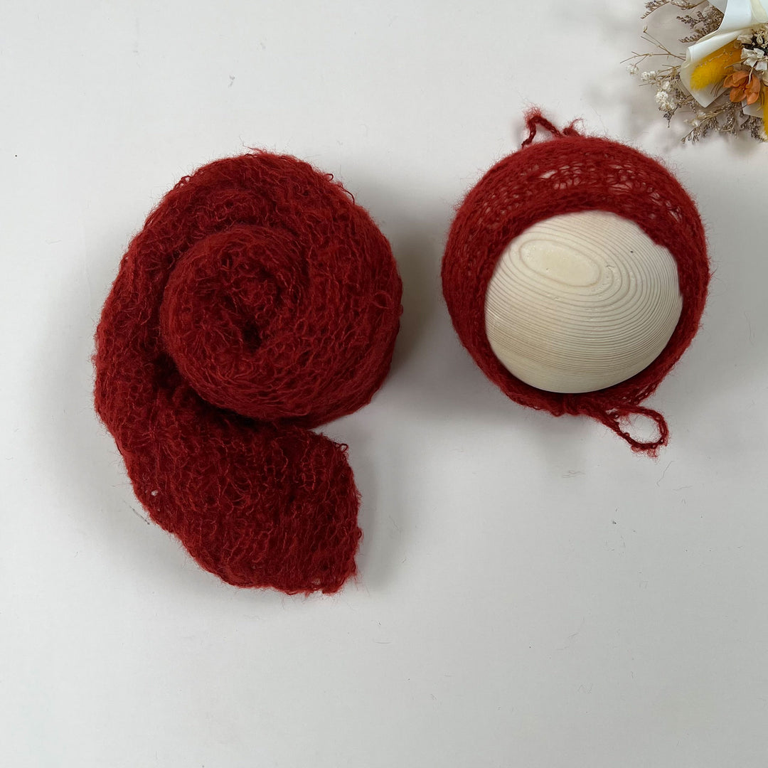 Ensemble écharpe en mohair doux et extensible avec bonnet