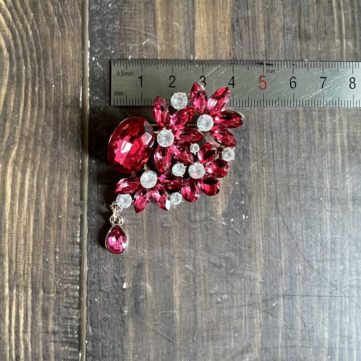 Fuchsia & Blue Rhinestone Brooches