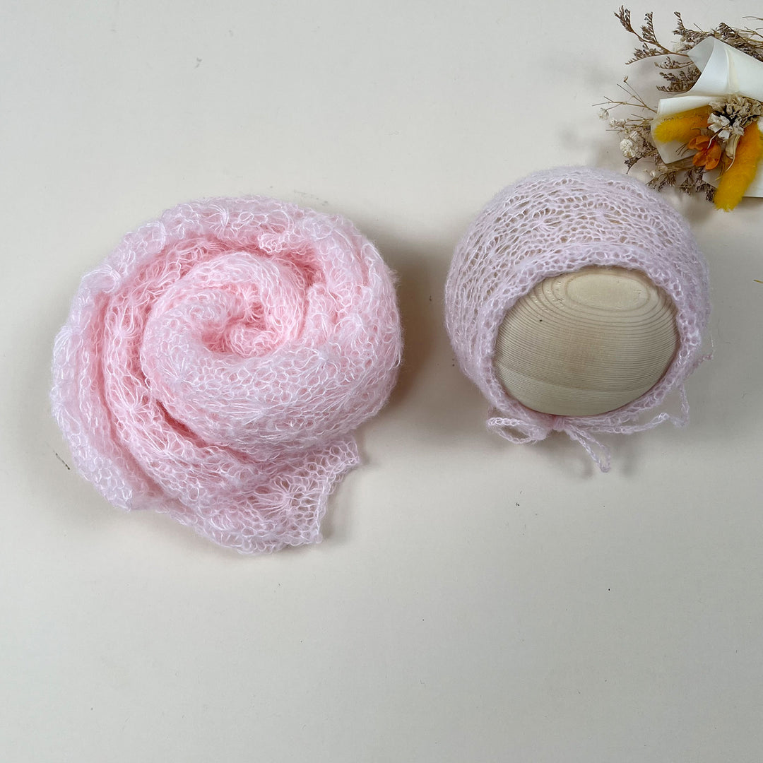 Ensemble écharpe en mohair doux et extensible avec bonnet
