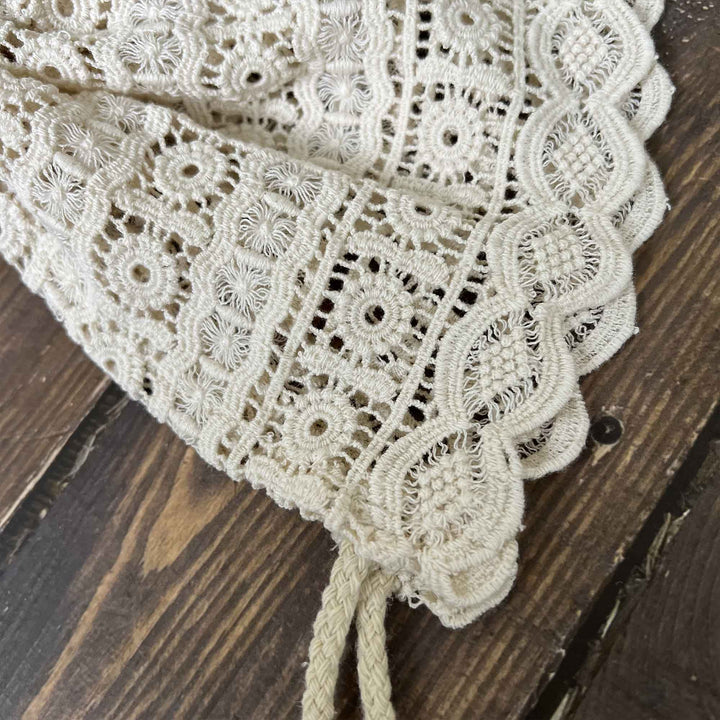 Beige Lace Trim Newborn Hat
