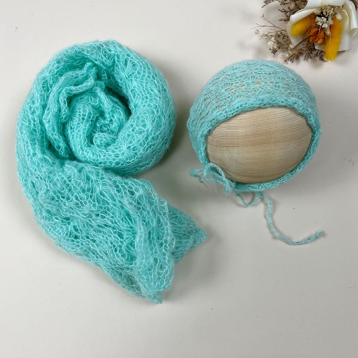 Ensemble écharpe en mohair doux et extensible avec bonnet