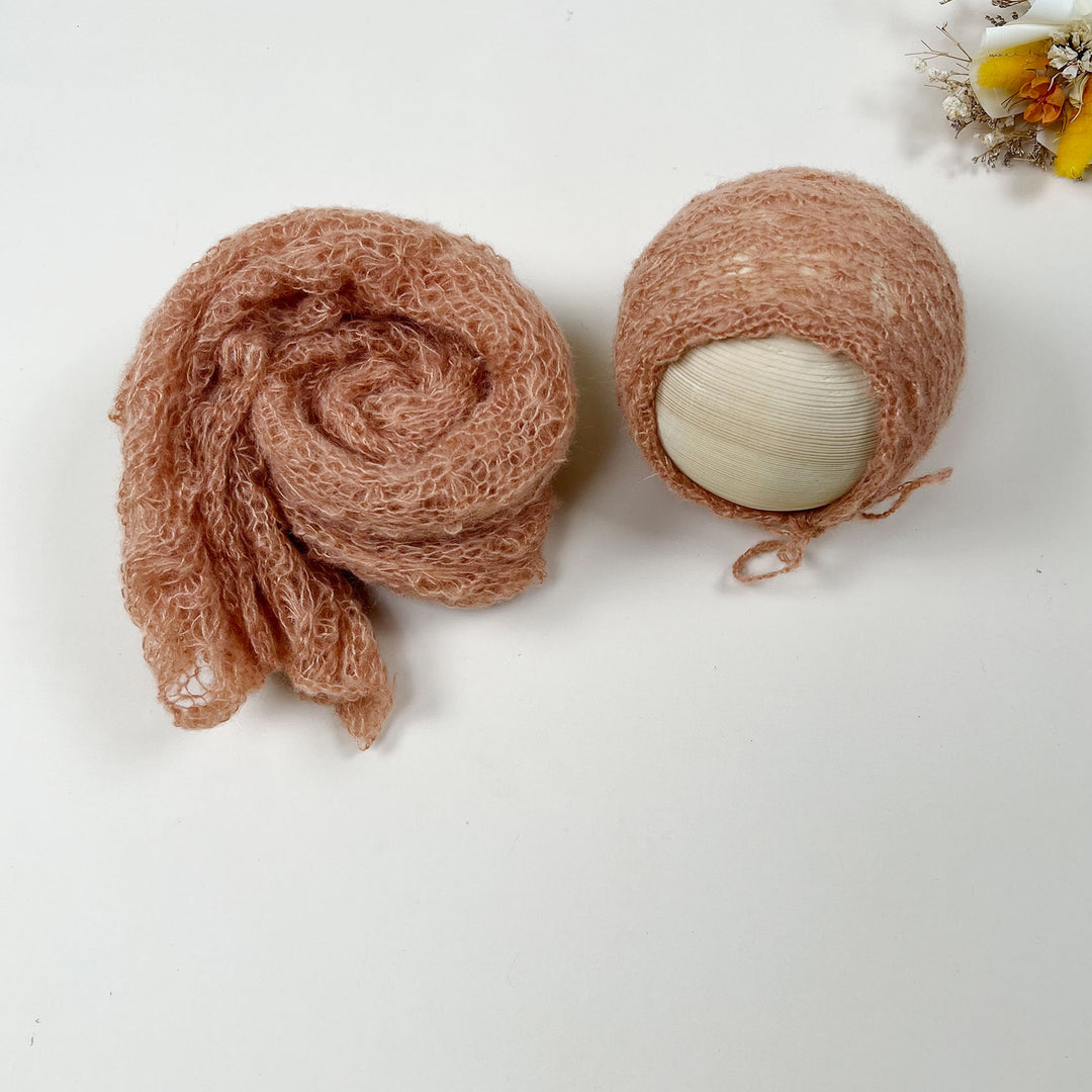 Ensemble écharpe en mohair doux et extensible avec bonnet