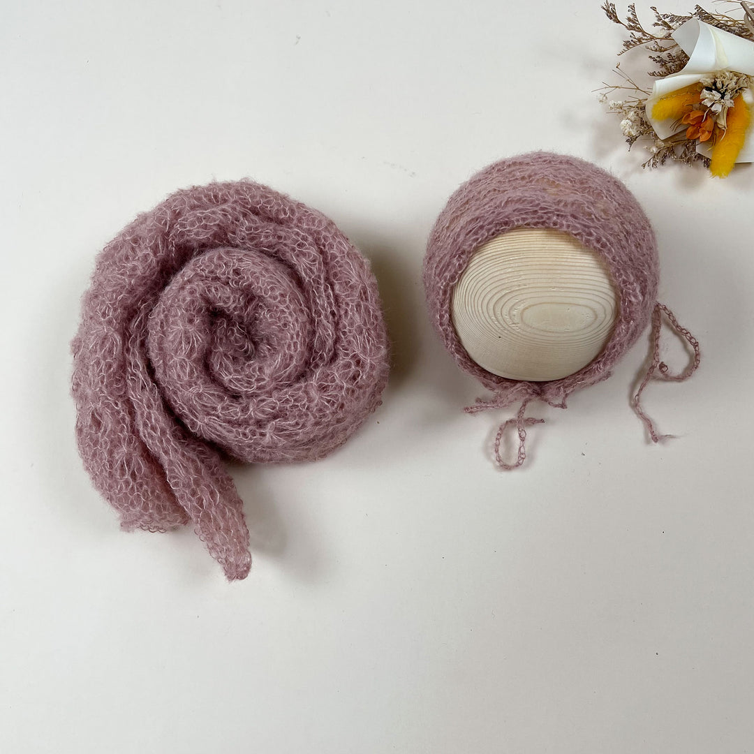 Ensemble écharpe en mohair doux et extensible avec bonnet