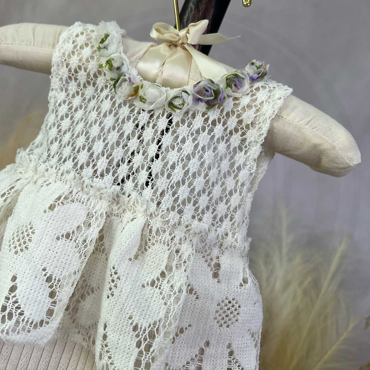 White Lace Floral Newborn Romper